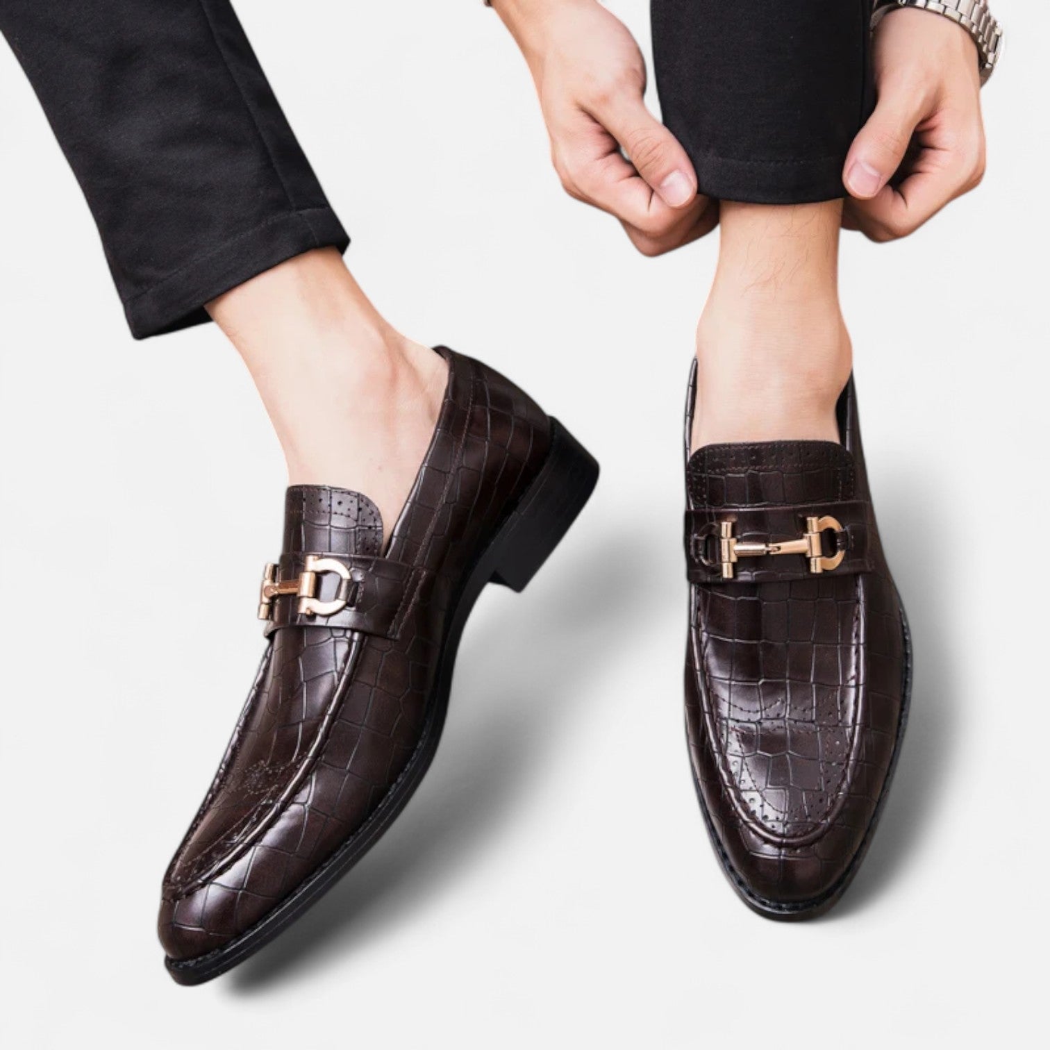 Mevassi | Men’s Patent‑Leather Pointed Slip‑On Loafers – Sophisticated Business‑Casual Footwear