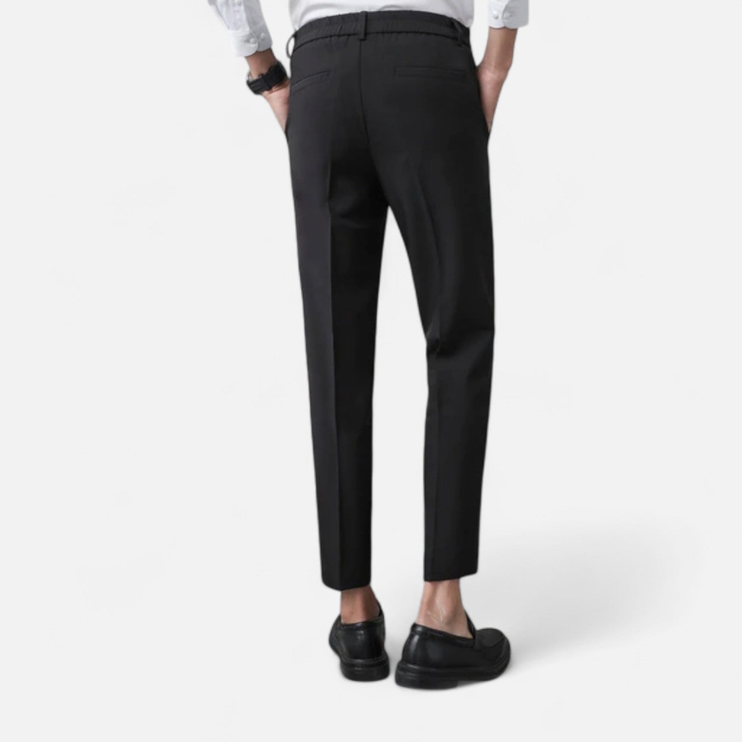 Mevassi | Men’s Slim Straight Wrinkle‑Free Dress Trousers – Casual Suit Pants with Elastic Comfort Waistband