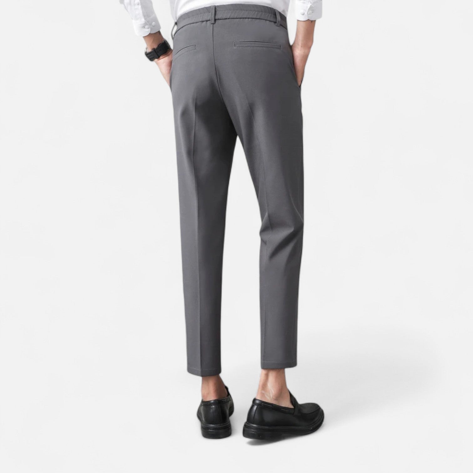 Mevassi | Men’s Slim Straight Wrinkle‑Free Dress Trousers – Casual Suit Pants with Elastic Comfort Waistband