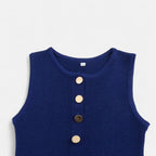 Mevassi | Women’s Long Knitted Maxi Dress with Round Neck – Sleeveless Fine Knit with Faux Pockets