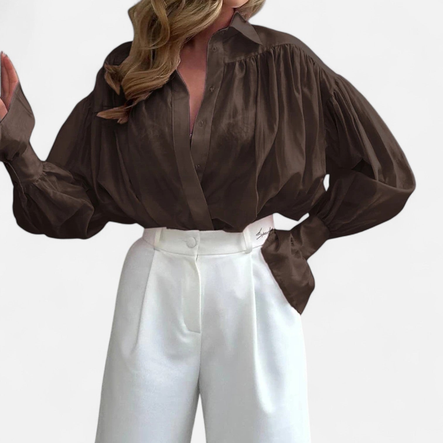 Mevassi | Women’s Long‑Sleeve Turn‑Down Collar Blouse – Lightweight Breathable Fabric, Casual‑Chic Styling