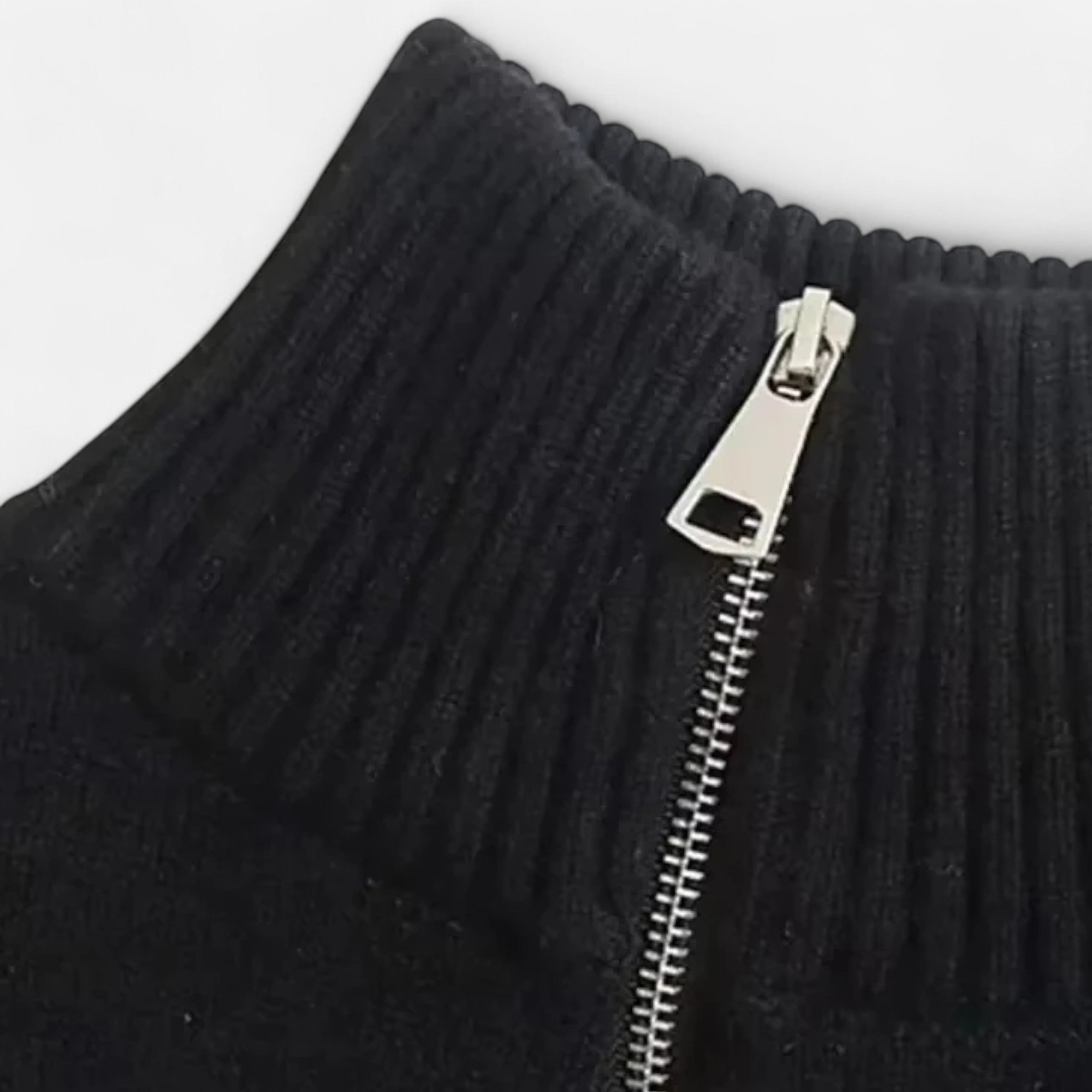 Mevassi | Women’s Zip-Up Sweater – Vintage Stripe Elegance