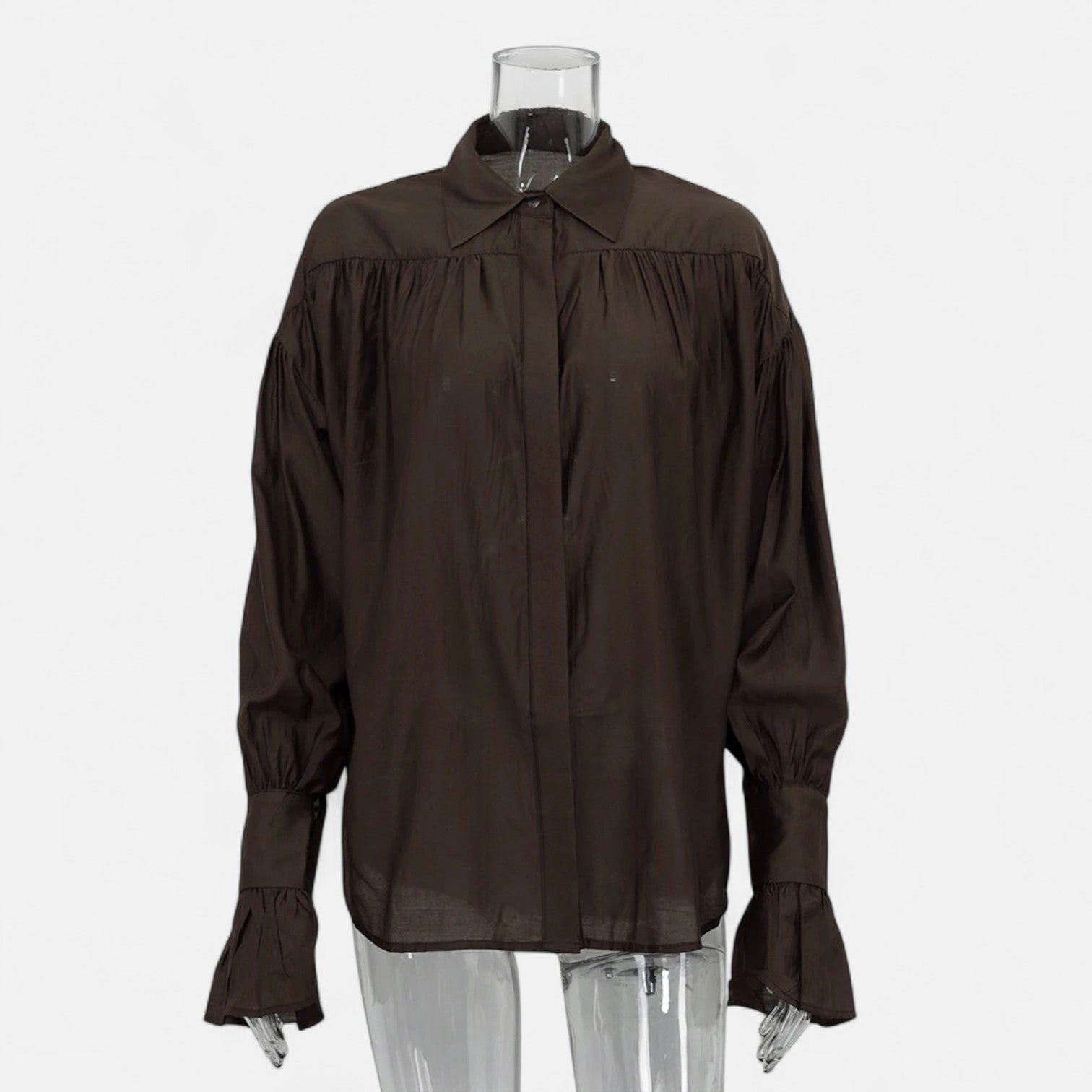 Mevassi | Women’s Long‑Sleeve Turn‑Down Collar Blouse – Lightweight Breathable Fabric, Casual‑Chic Styling