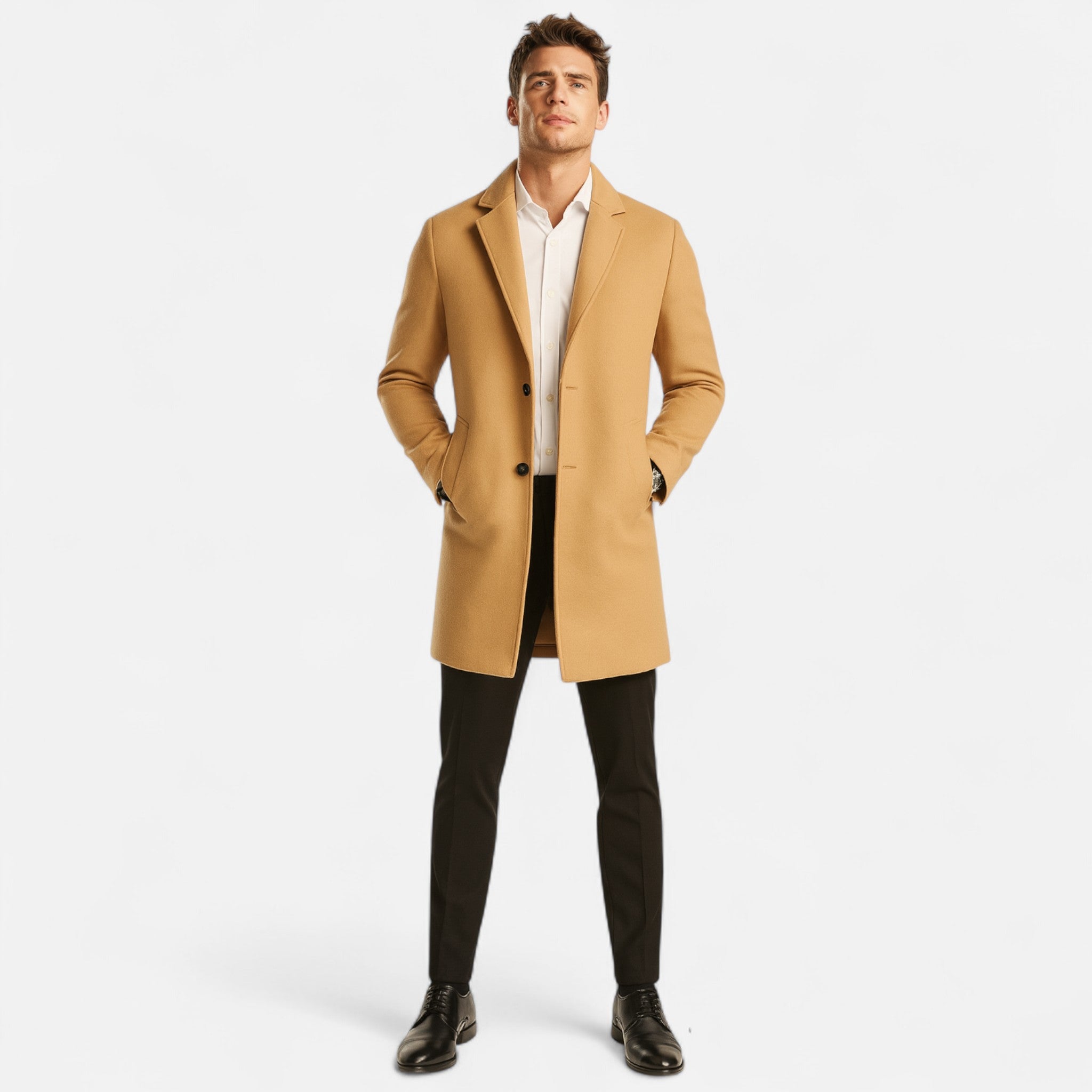 Mevassi | Men’s Long Coat – Wool Blend Pure Elegance