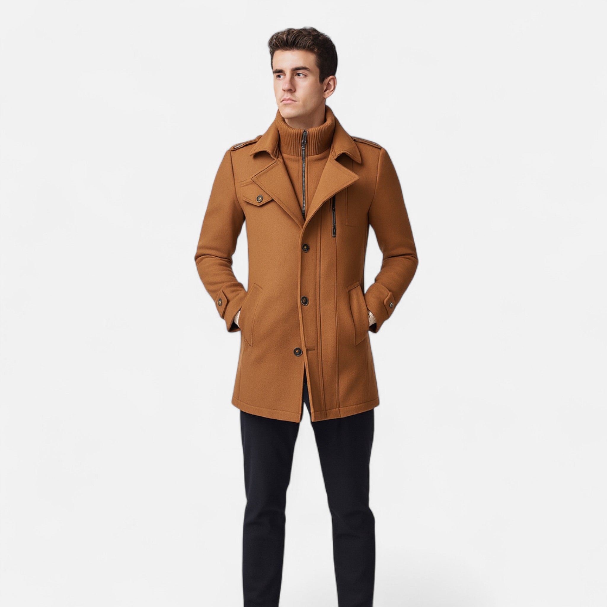 Mevassi | Men’s Wool Trench Coat – Timeless Heritage Elegance
