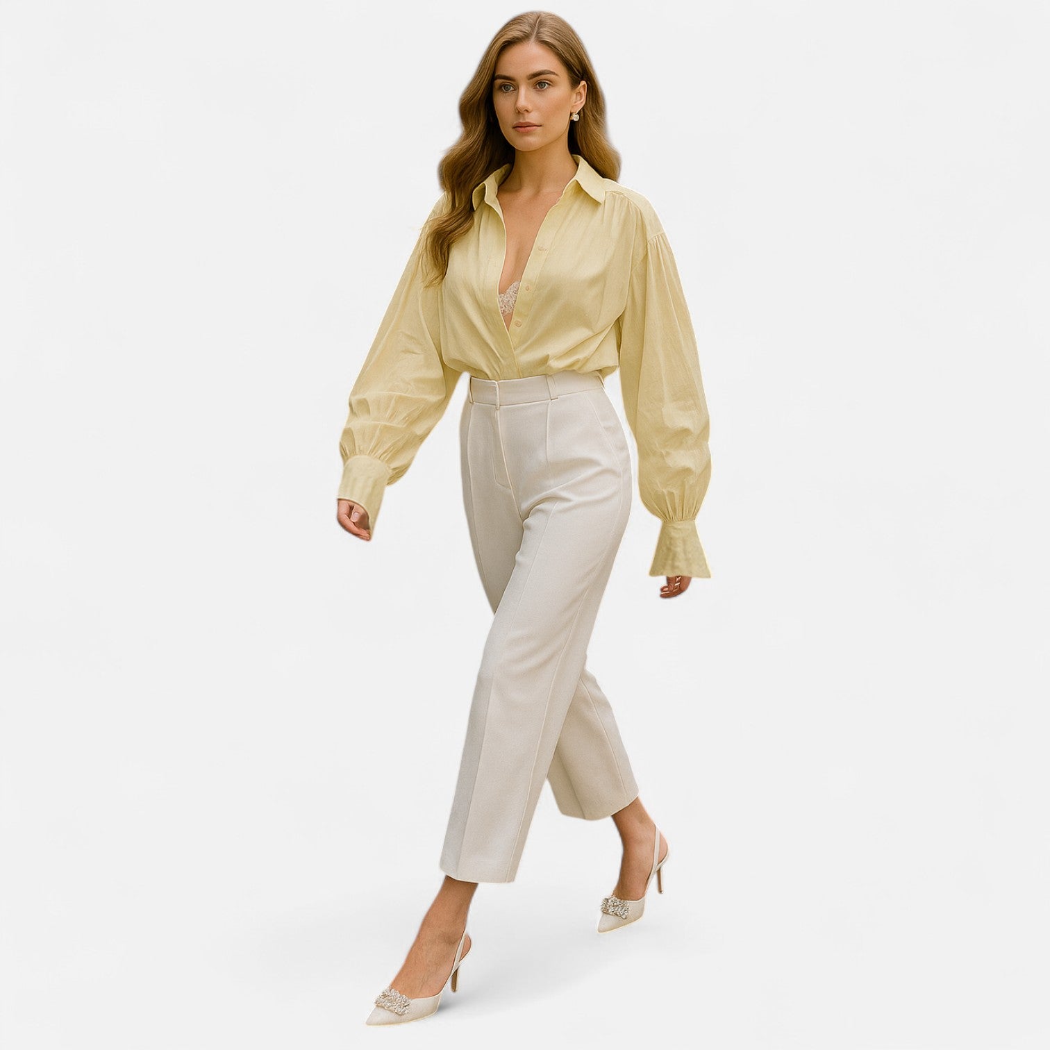 Mevassi | Women’s Long‑Sleeve Turn‑Down Collar Blouse – Lightweight Breathable Fabric, Casual‑Chic Styling