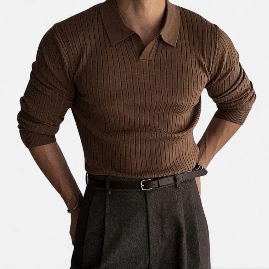 Mevassi | Men’s Knit Polo – Solid Colour Heritage Elegance