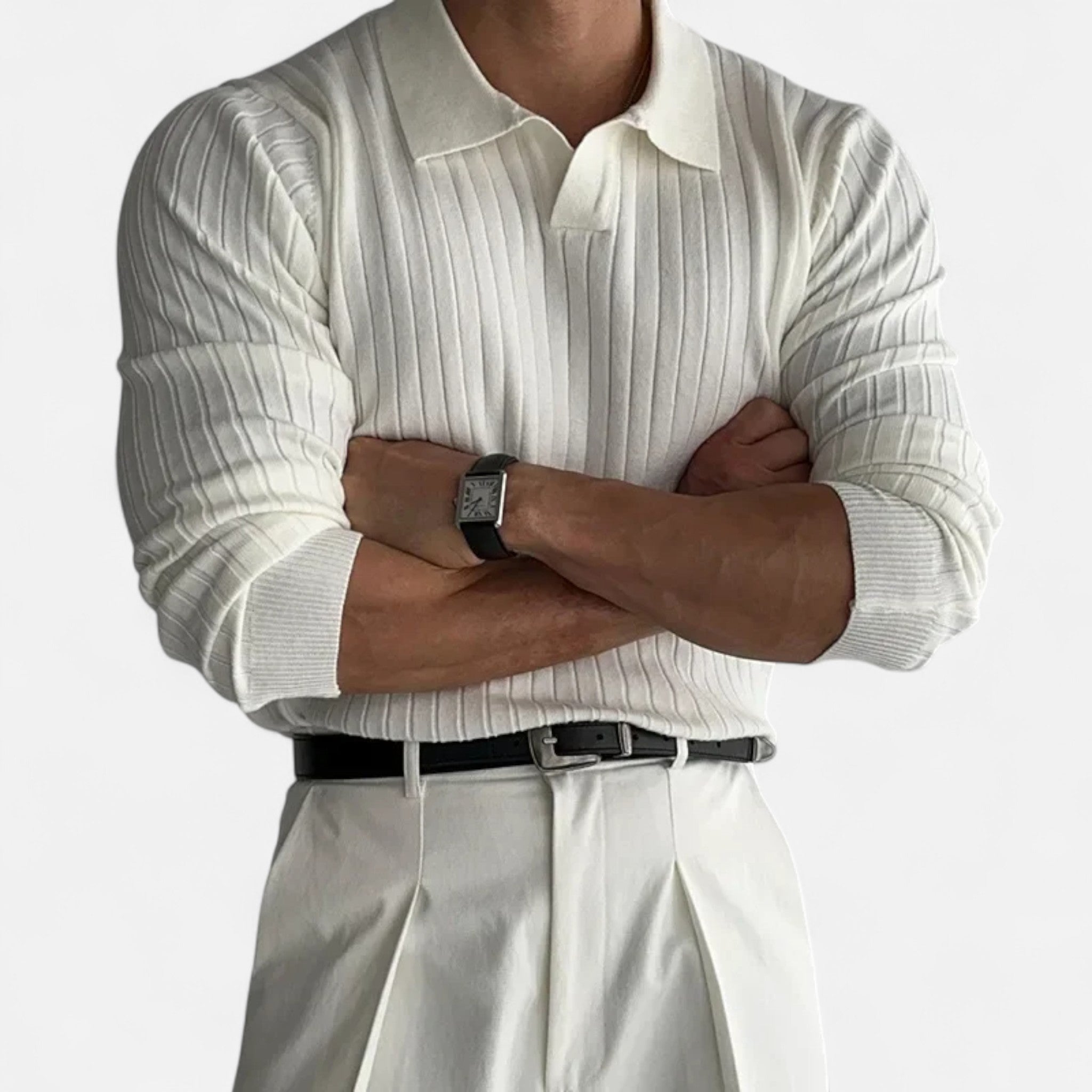 Mevassi | Men’s Knit Polo – Solid Colour Heritage Elegance